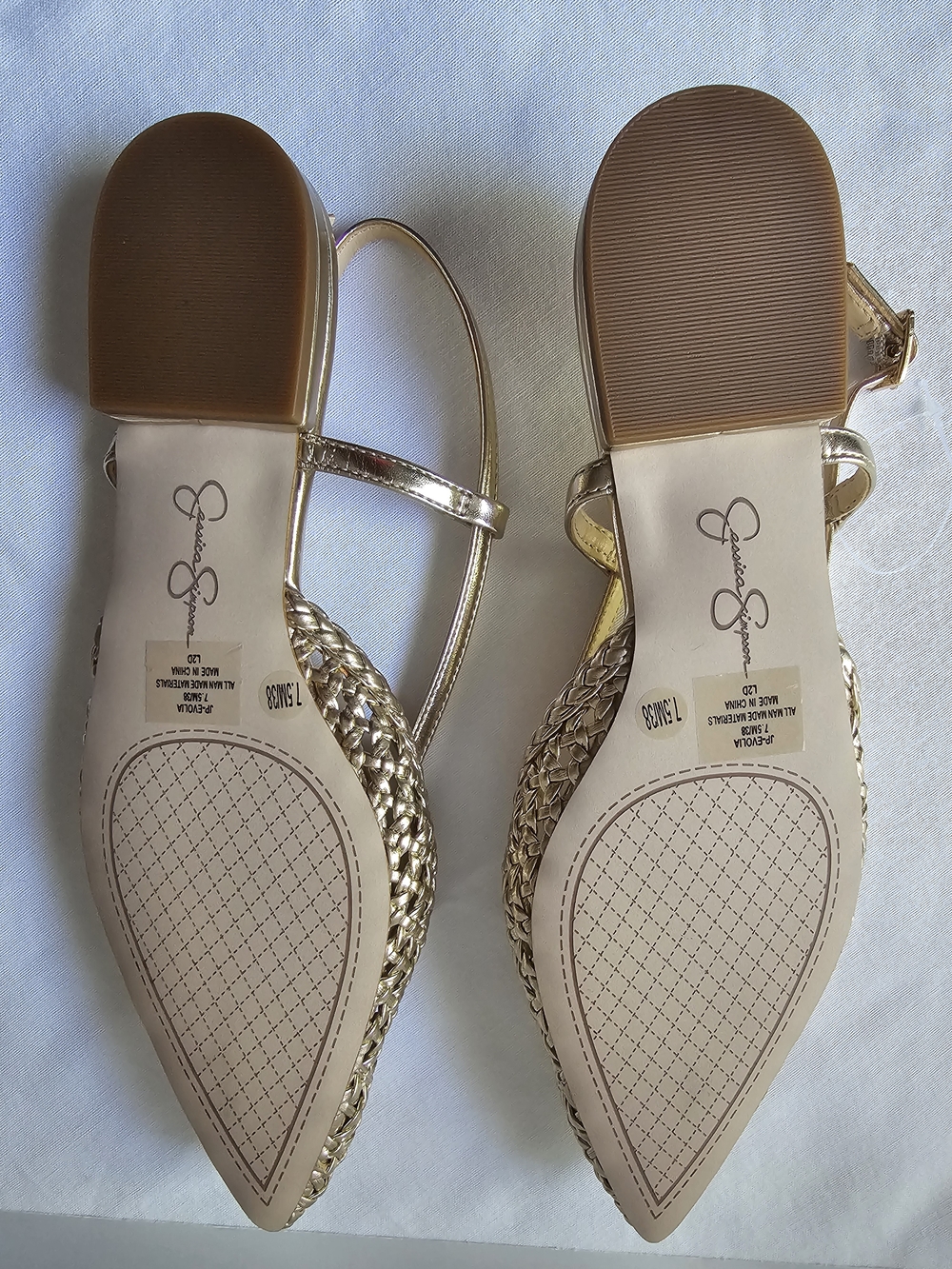 Jessica Simpson Metallic Gold Woven Pointed Slingback Flats - Picture 3 of 4
